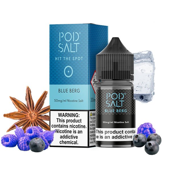 سالت نیکوتین تمشک بلوبری یخ پاد سالت Pod Salt Blue Berg