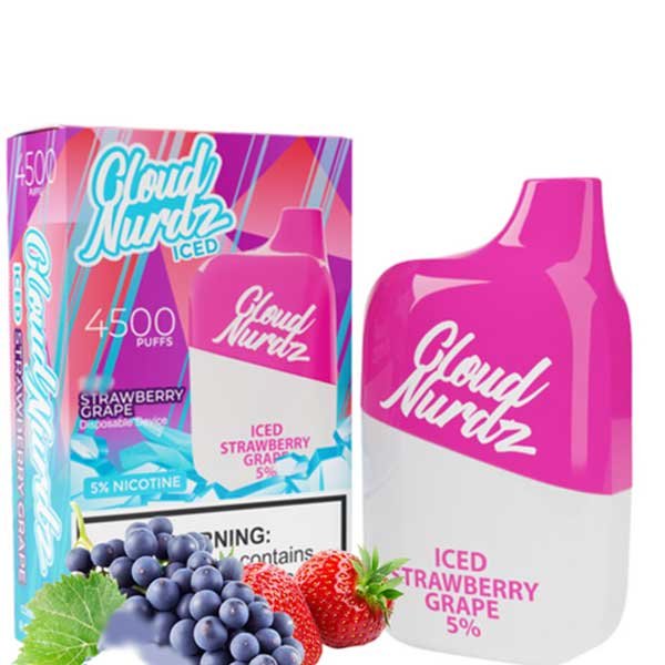 پاد یکبار مصرف کلود نوزدز ۴۵۰۰ پاف گریپ استرابری Cloud Nurdz Grape Strawberry 4500 Puff Disposable