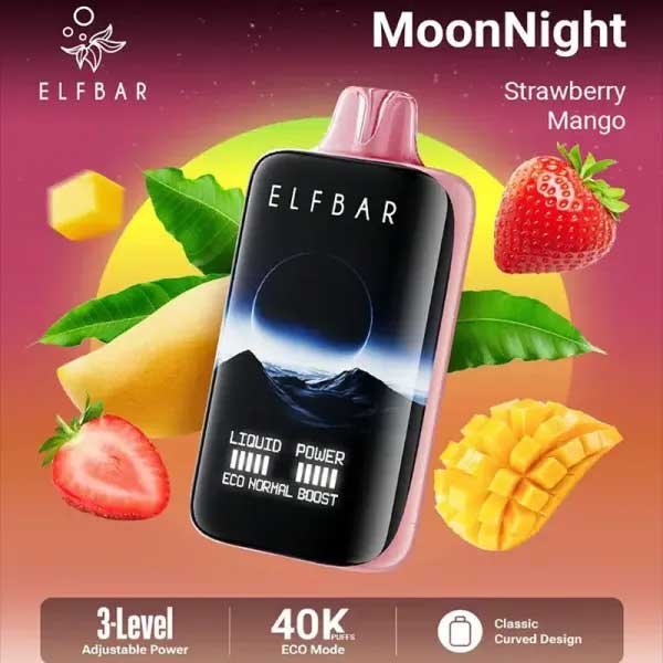 پاد یکبار مصرف الف بار ۴۰۰۰۰ پاف انبه توت فرنگی Elf Bar Moonnight Mango Strawberry 40000 Disposable