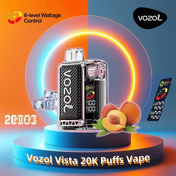 پاد یکبار مصرف هلو یخ وزول ۲۰۰۰۰ پاف Vozol Vista Peach Ice 20000 Disposable