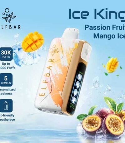 پاد یکبار مصرف پشن فروت انبه یخ الف بار ۳۰۰۰۰ پاف Elf Bar Ice King 30000 Passion Fruit Mango Ice Disposable
