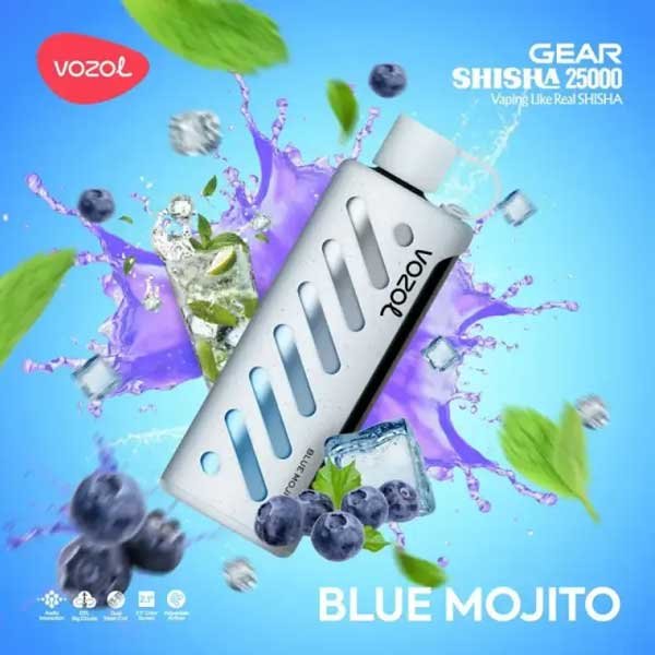 ویپ یکبار مصرف بلوبری موهیتو وزول ۲۵۰۰۰ پاف Vozol Gear Shisha 25000 Blueberry Mojito Disposable