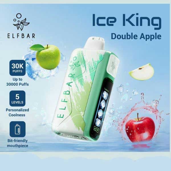 پاد یکبار مصرف دوسیب الف بار ۳۰۰۰۰ پاف Elf Bar Ice King 30000 Double Apple Disposable