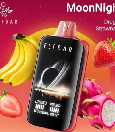 پاد یکبار مصرف الف بار ۴۰۰۰۰ پاف موز توت فرنگی دراگون فروت Elf Bar Moonnight Dragon Strawnana 40000 Disposable