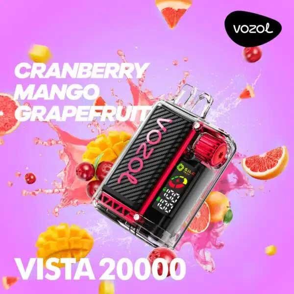 پاد یکبار مصرف گریپ فروت انبه کرن بری ۲۰۰۰۰ پاف وزول Vozol Vista Grapefruit Mango Cranberry 20000 Disposable