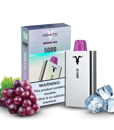 پاد یکبار مصرف انگور یخ ایگنایت ۵۰۰۰ پاف Ignite V50 Grape Ice 5000 Disposable