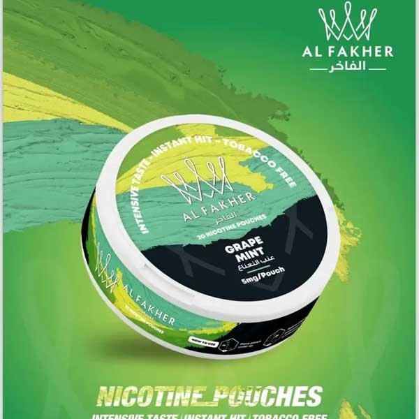نیکوتین پچ بالشتی نعنا انگور الفاخر Al Fakher Nicotine Pouch Grape Mint