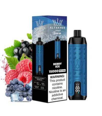 ویپ یکبار مصرف انگور فرنگی یخ ۱۵۰۰۰ پاف کرون بار الفاخر Crown Bar Al Fakher 15000 Blackcurrant Ice