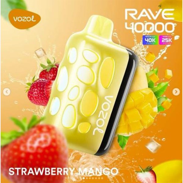 پاد یکبار مصرف ریو ۴۰۰۰۰ پاف وزول انبه توت‌فرنگی Vozol Rave 40000 Puffs Mango Strawberry