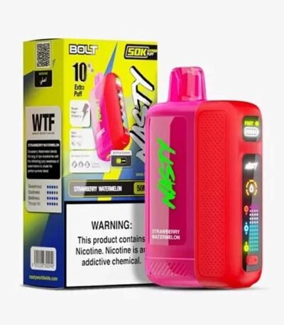 پاد یکبار مصرف نستی بولت توت‌فرنگی هندوانه Nasty Bolt Strawberry Watermelon 50000 Puffs