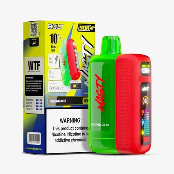 پاد یکبار مصرف نستی بولت هندوانه یخ Nasty Bolt Watermelon Ice 50000 Puffs