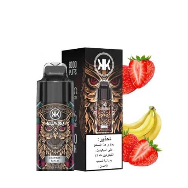 پاد یکبار مصرف توت فرنگی موز انرژی Alien Box Energy KK Strawberry Banana 8000 Puffs پاد یکبار مصرف توت فرنگی موز انرژی Alien Box Energy KK Strawberry Banana 8000 Puffs