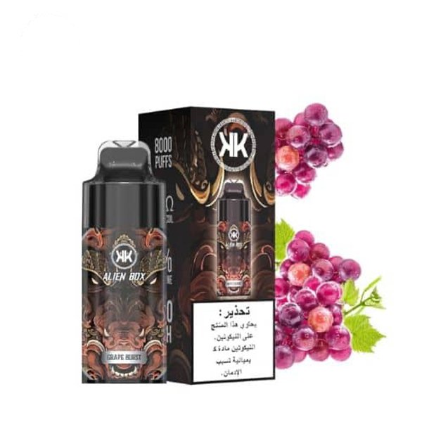 پاد یکبار مصرف انگور انرژی Alien Box Energy KK Grape Burst 8000 Puffs پاد یکبار مصرف انگور انرژی Alien Box Energy KK Grape Burst 8000 Puffs
