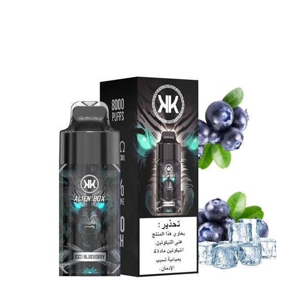 پاد یکبار مصرف بلوبری یخ انرژی Alien Box Energy KK Blueberry Ice 8000 Puffs پاد یکبار مصرف بلوبری یخ انرژی Alien Box Energy KK Blueberry Ice 8000 Puffs